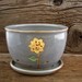 Pottery Berry Bowl in Rustic Blue with Single Sunflower - Fruit Bowl - by DirtKicker Pottery - READY TO SHIIP