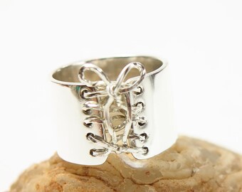 50 Shades of Grey, Bondage Ring, Corset Ring, Sterling SilverRing, Bdsm Jewelry