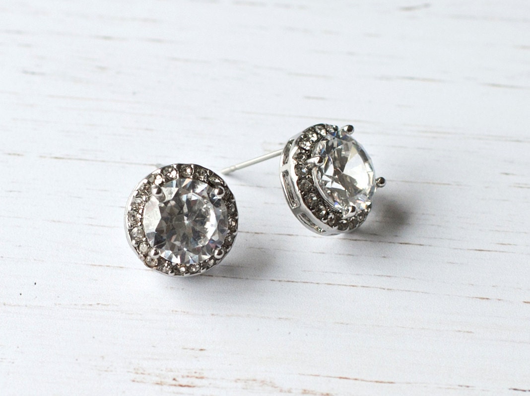 Vintage Style Button Earrings Bridal Stud by LottieDaDesigns