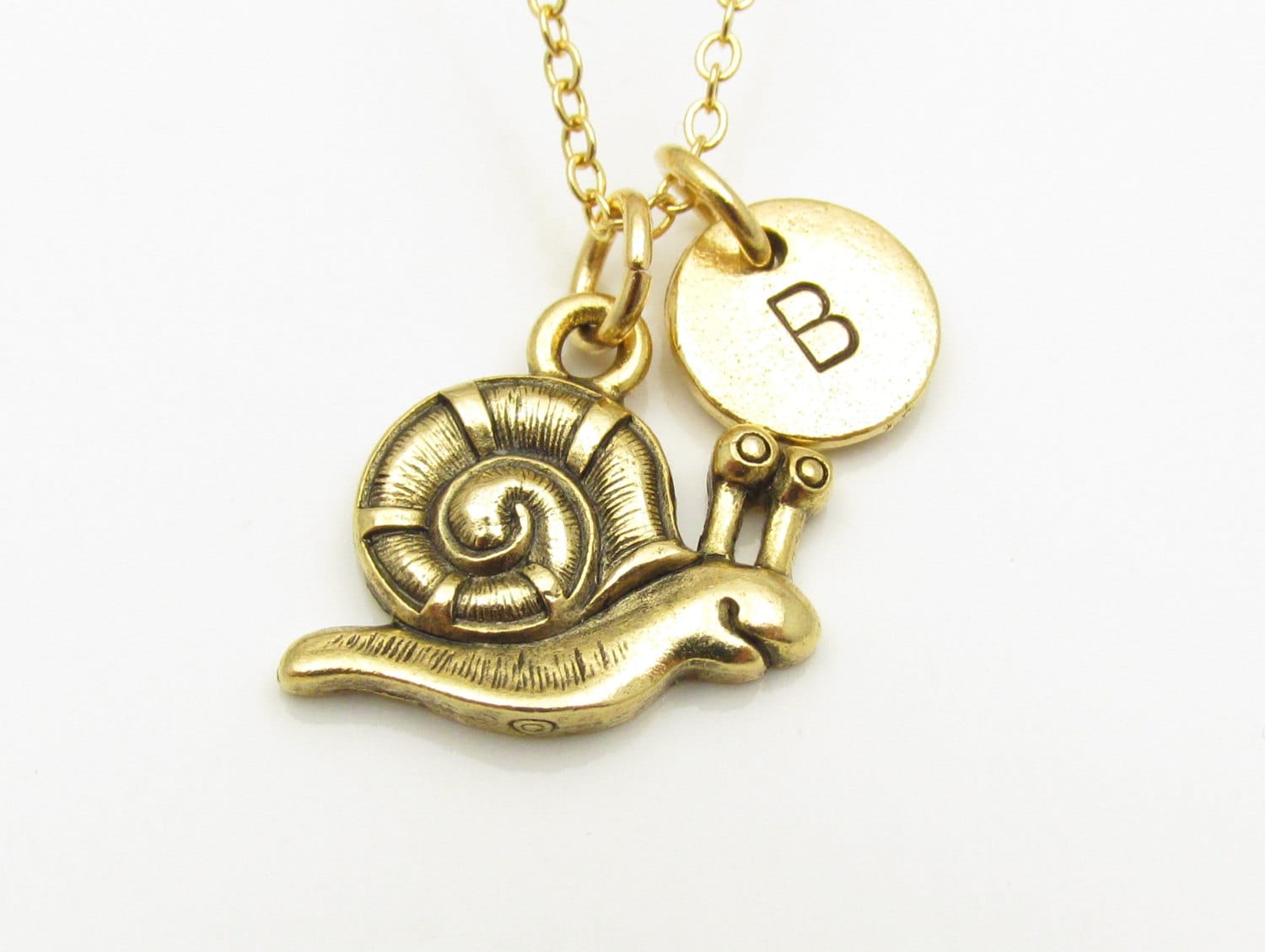 Snail Necklace Gold Snail Charm Initial Necklace