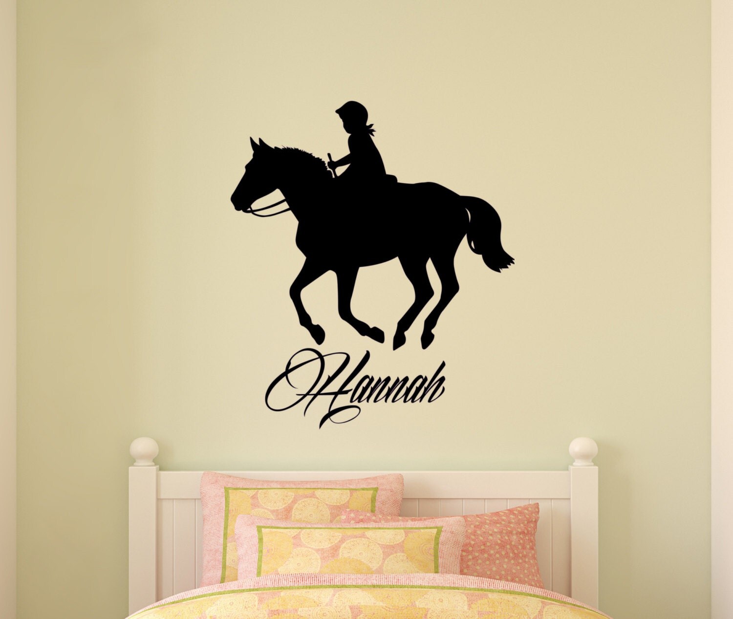 Horse decal Personalized horse rider sticker Name wall
