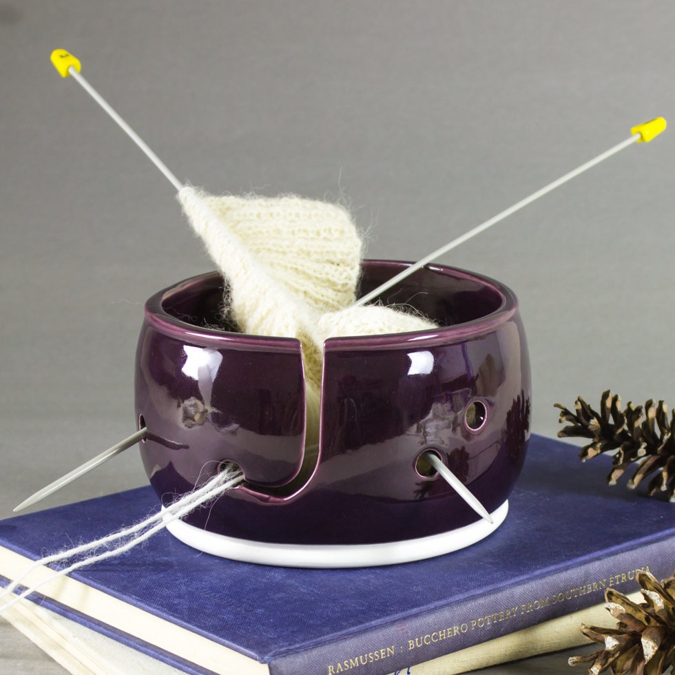 Yarn bowl Knitting Bowl Yarn holder Crochet by blueroompottery