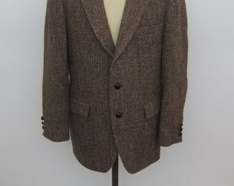Vintage HARRIS TWEED Brown Sports Coat Blazer Scottish Size 44