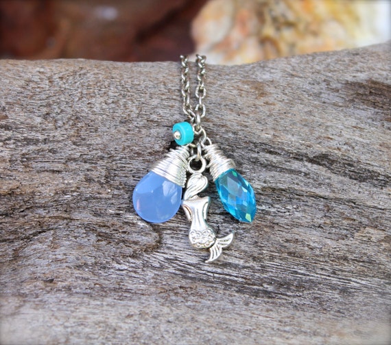 Blue Mermaid Necklace Beach Boho Jewelry from Hawaii