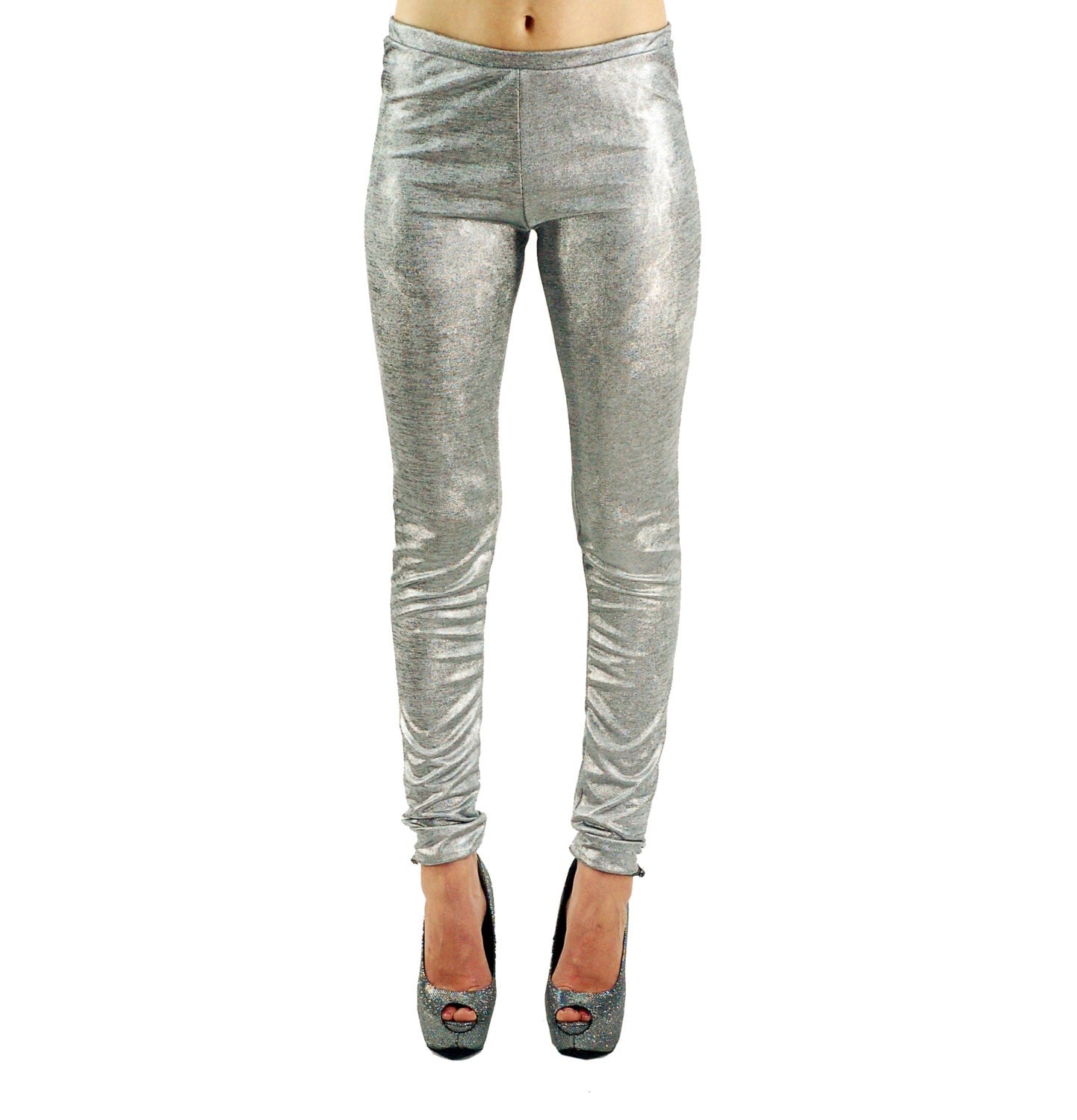 Women's Loretta Metallic Silver Leggings