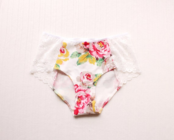 Sale Floral Panties with Lace 'Sleeping Beauty' White by ohhhlulu