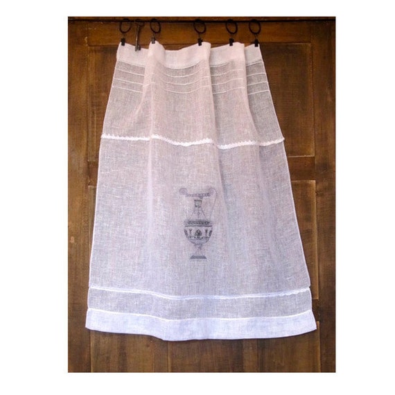 Italian Cafe Curtain Custom White Linen by HatchedinFrance on Etsy