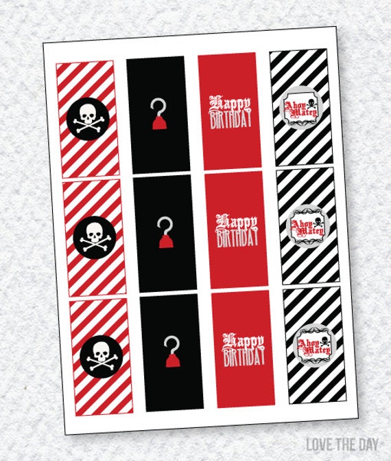 Pirate Party PRINTABLE Mini Candy Bar Wrappers by Love The Day Il_570xn