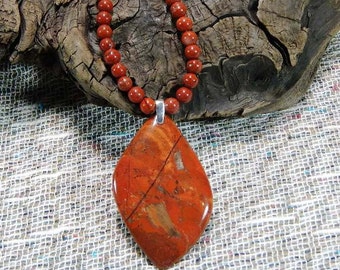 Red River jasper necklace 24" long breccia jasper semiprecious stone jewelry packaged in a colorful gift bag 10865