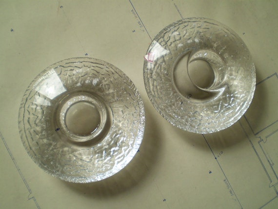 2 Vintage Orrefors Discus Candle Holders by JetsamAndJuniper