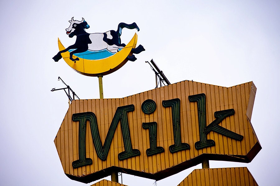 Milk Farm Restaurant Neon Sign Retro Diner Decor