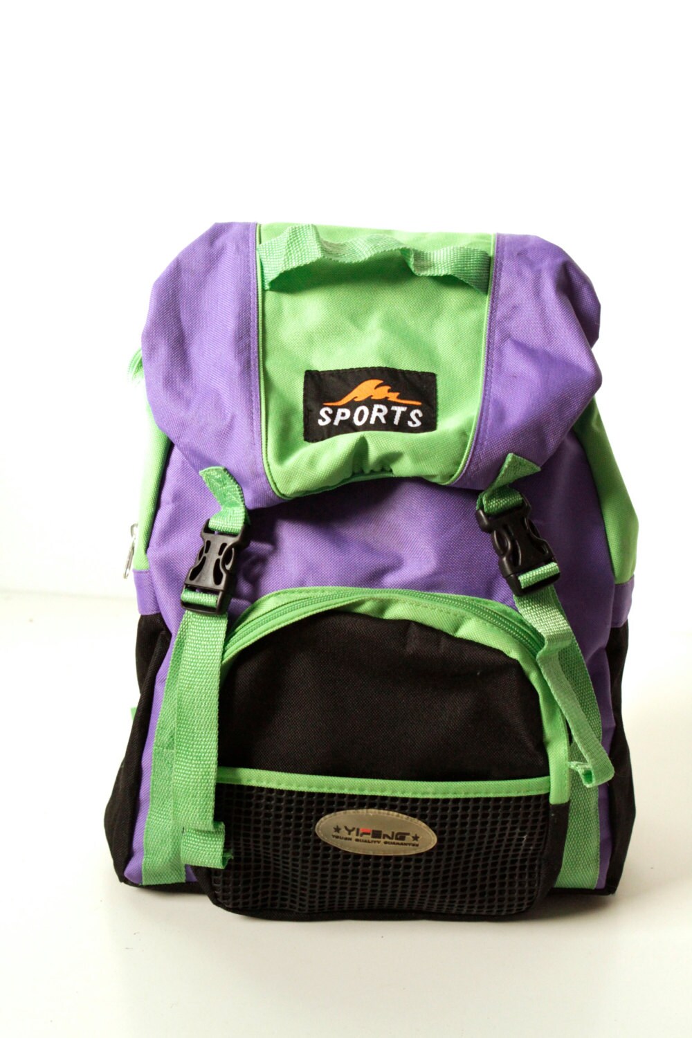 90s blue color block BACKPACK adventure school KNAPSACK book