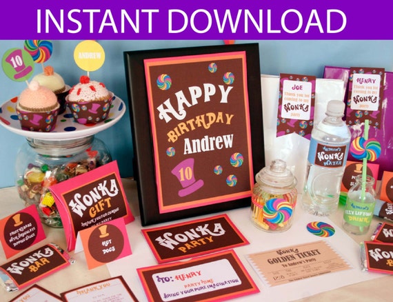Willy Wonka Birthday DIY Printable Kit - INSTANT DOWNLOAD Il_570xn