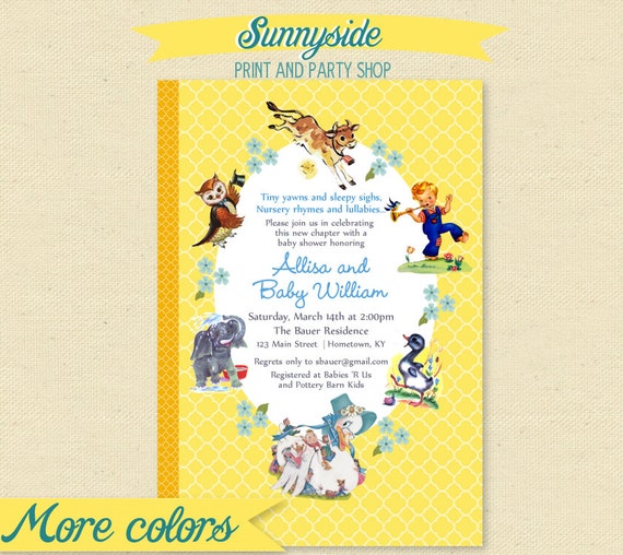 Baby Shower Nursery Rhyme Storybook / Book Baby Shower Invitation - Boy or Girl - Printable Invite Il_570xn