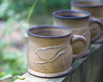 Stoneware Bird Mug, Pottery Mug, Ceramic Mug, Bird, Handmade mug, Mug