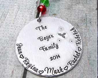 Personalized Ornament - Christmas Ornament - Personalized Christmas Ornament - Hand Stamped Metal Ornament - Family Ornament - Custom
