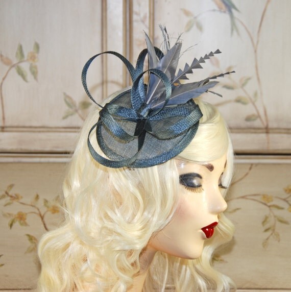 Gray Fascinator Hat Grey Mini Fascinator Tea by MadameMerrywidow