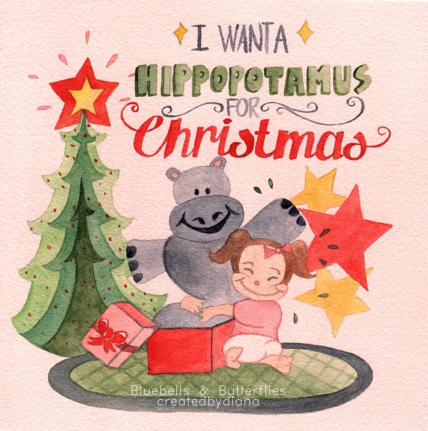 Don t want a lot for christmas. I want a Hippopotamus for Christmas Flashcards.