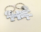 Engagement gift, wedding gifts, I love you love you more keychains, couples Keychains for bride groom with date, couples gift for him her