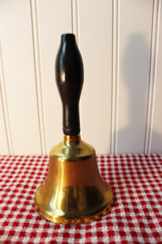 Vintage Brass & Wood Teacher's School Hand Bell