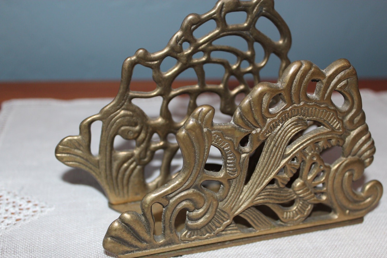 Vintage Brass Letter Holder Brass Napkin Holder