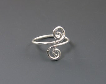Sterling Silver Ring Adjustable Double Coil Spiral Ring |SR2-A sizes 5 6 7 8 9