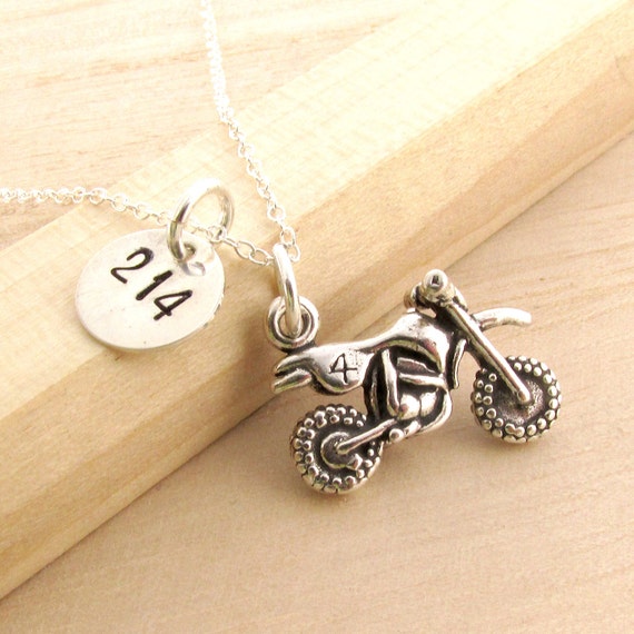 Motocross Necklace Personalized MX Jewelry Sterling Silver