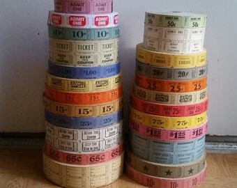 100 of Zoë's Vintage Carnival Tickets Assortment | Assorted Mixed Lot | Raffle Tickets | Admit One | Keep This Coupon | Paper Ephemera