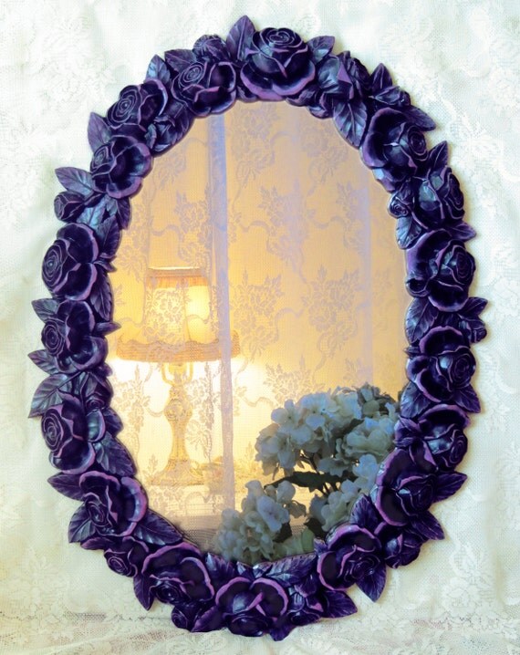 Black Rose Wall Mirror Large Black Purple Mirror Gothic