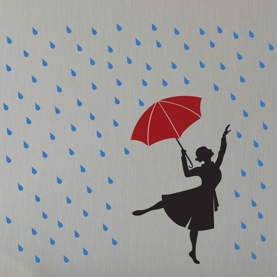 Items similar to Dancing in the Rain Ballerina with Umbrella -Wall ...