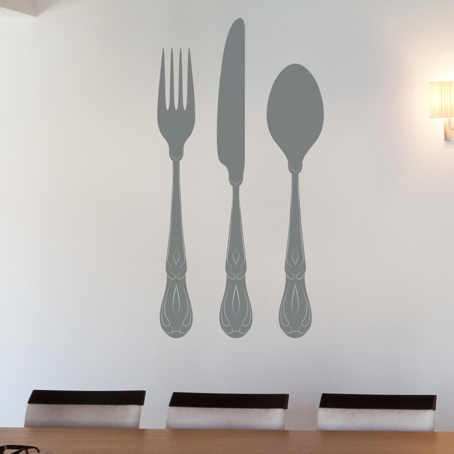 Fork Knife Spoon Large Wall Decal Custom Vinyl Art Stickers