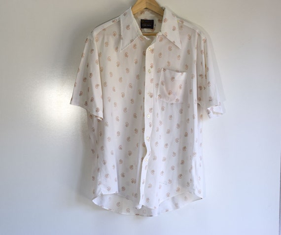 70s White Paisley Dress Shirt for Men and Women by by cuffNroll