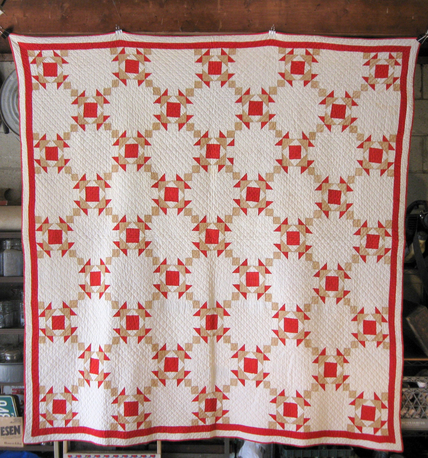 Download RESERVED FOR SUSAN Antique Quilt Crown of Thorns Quilt in