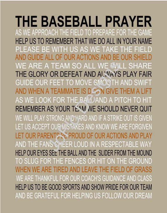 The Baseball Prayer 2 personalized Baseball Prayer Baseball