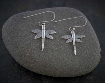 Silver Dragonfly Earrings PMC Fine Silver Clay Jewellery Handmade Recycled Silver Necklace WIldSilverJewellery