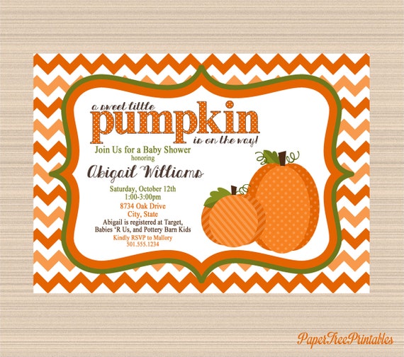Pumpkin Baby Shower Digital Invitation by PaperTreePrintables