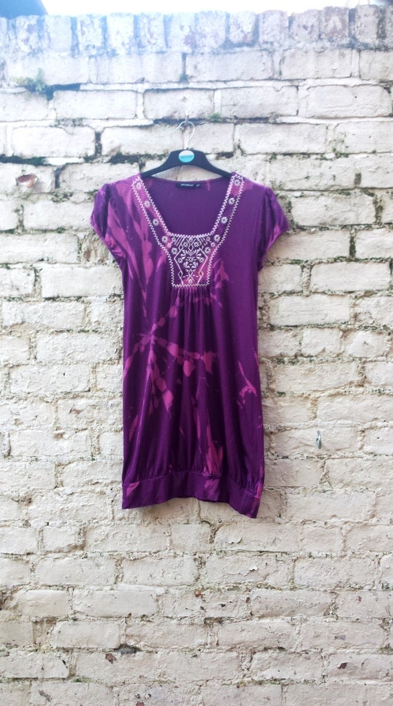 Hippie Boho Dress Short Purple Dress in Tie Dye with by AbiDashery