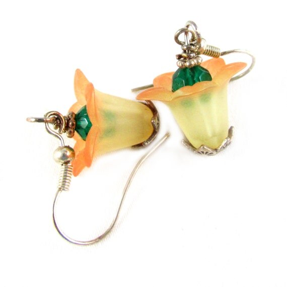 Lucite Lily Earrings Lily Earrings Two Tone by EarthlieTreasures