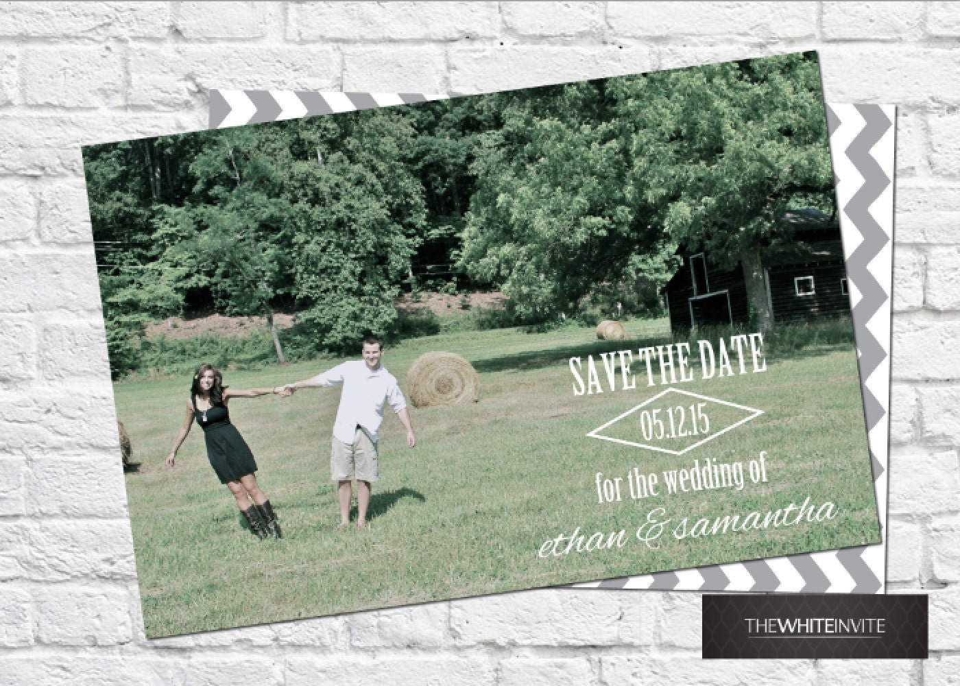 Photo Save the Date Digital File Download – Chevron Background