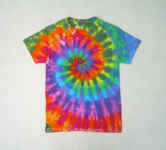 Small Contrast Rainbow Spiral Tie Dye Shirt by TieDyeBySandy