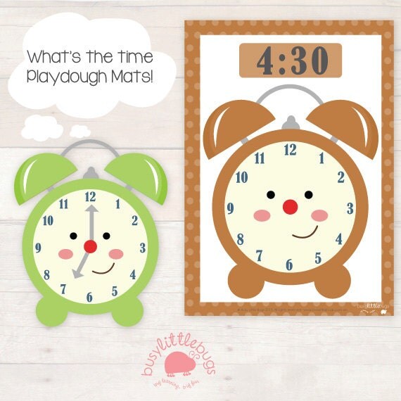 Wha'ts the time playdough mats telling the by