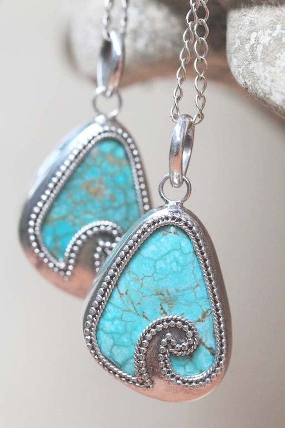 On SALE Turquoise Necklace Turquoise Jewelry by DonBiuSilver