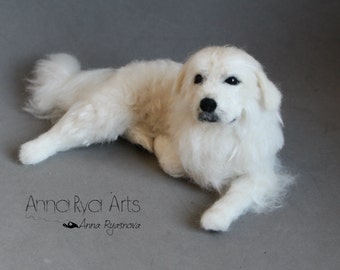 Great Pyrenees-Custom Needle felted big - portrait dog - Wool animal sculpture- eco friendly art-Collectible artist animals