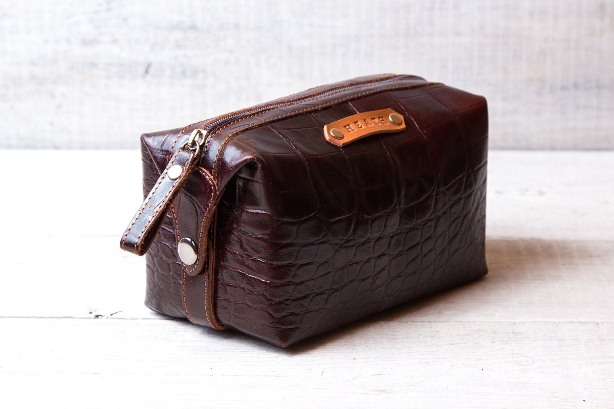 Mens toiletry bag monogrammed toiletry bags leather by viveo
