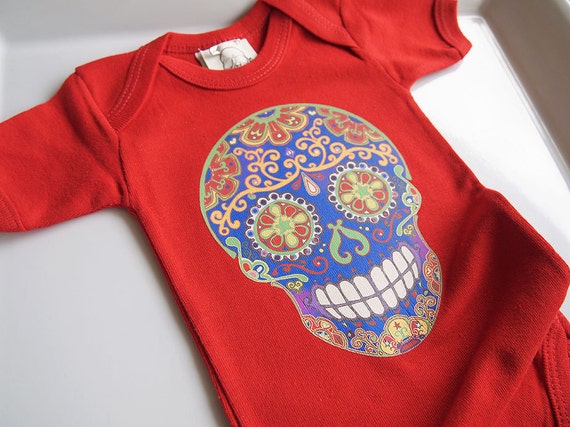 Mendhi Skull Tattoo baby clothes Hippie Baby 0 3 6 9 months Baby 