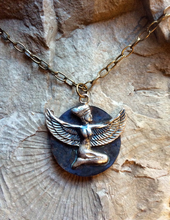 Items similar to Egyptian Goddess Isis mens and womens pendant necklace ...