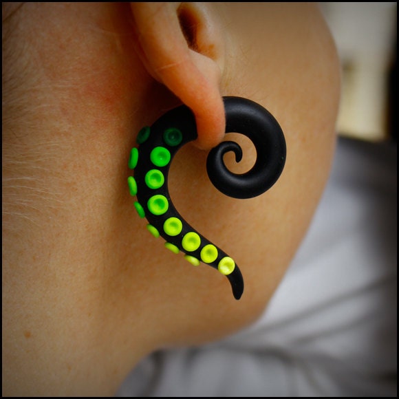 earrings fake ear gauge plug tentacle jewelry gauges faux gauged octopus jewellery gage clay
