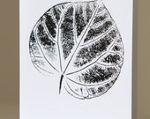 Botanical Leaf Note Card, Hand Printed Original Art on Paper
