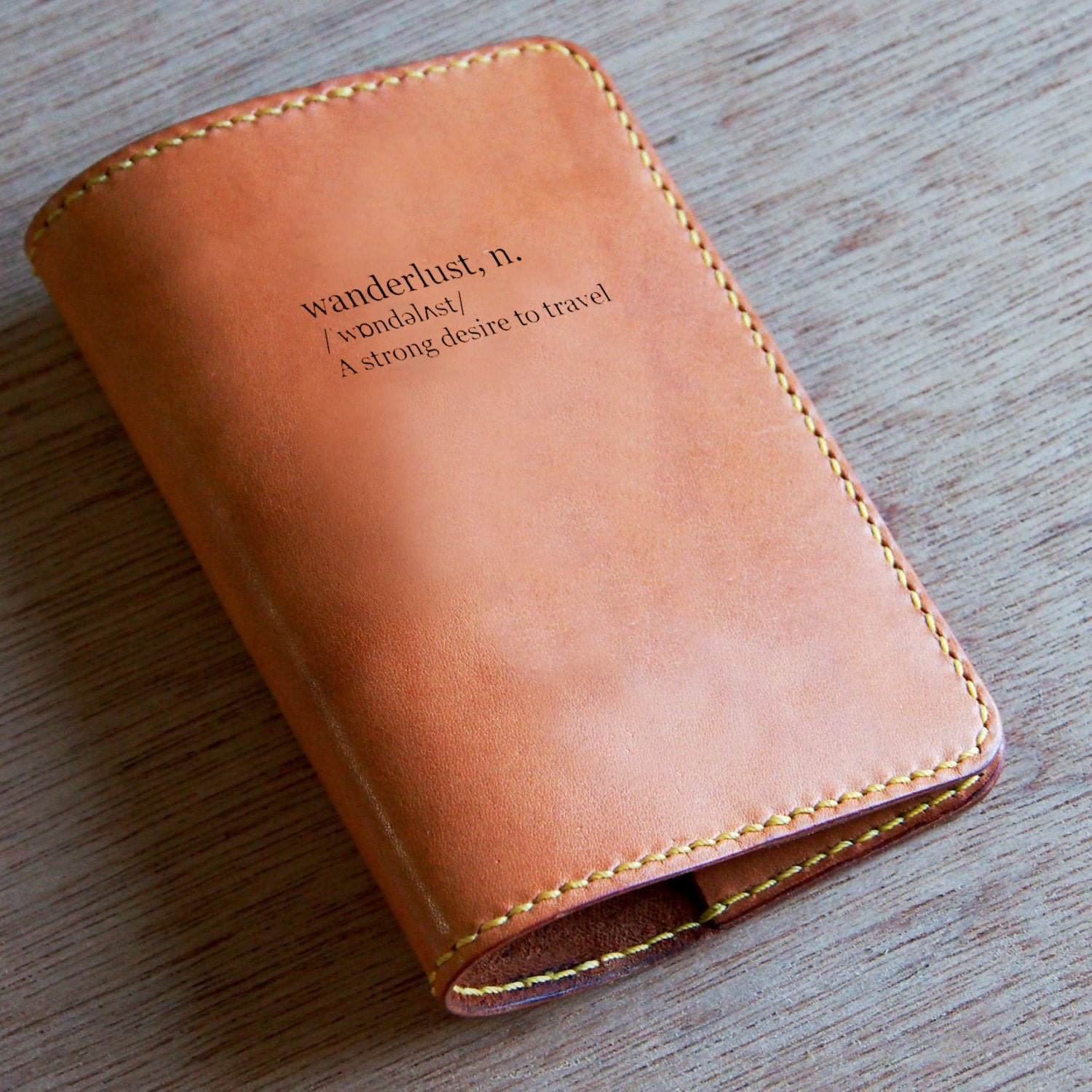 Wanderlust Leather Passport Cover a strong desire to travel