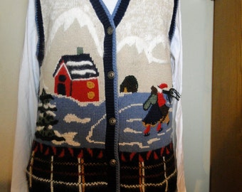 Cheap Ugly Christmas Sweater Cardigan Petite Medium K6